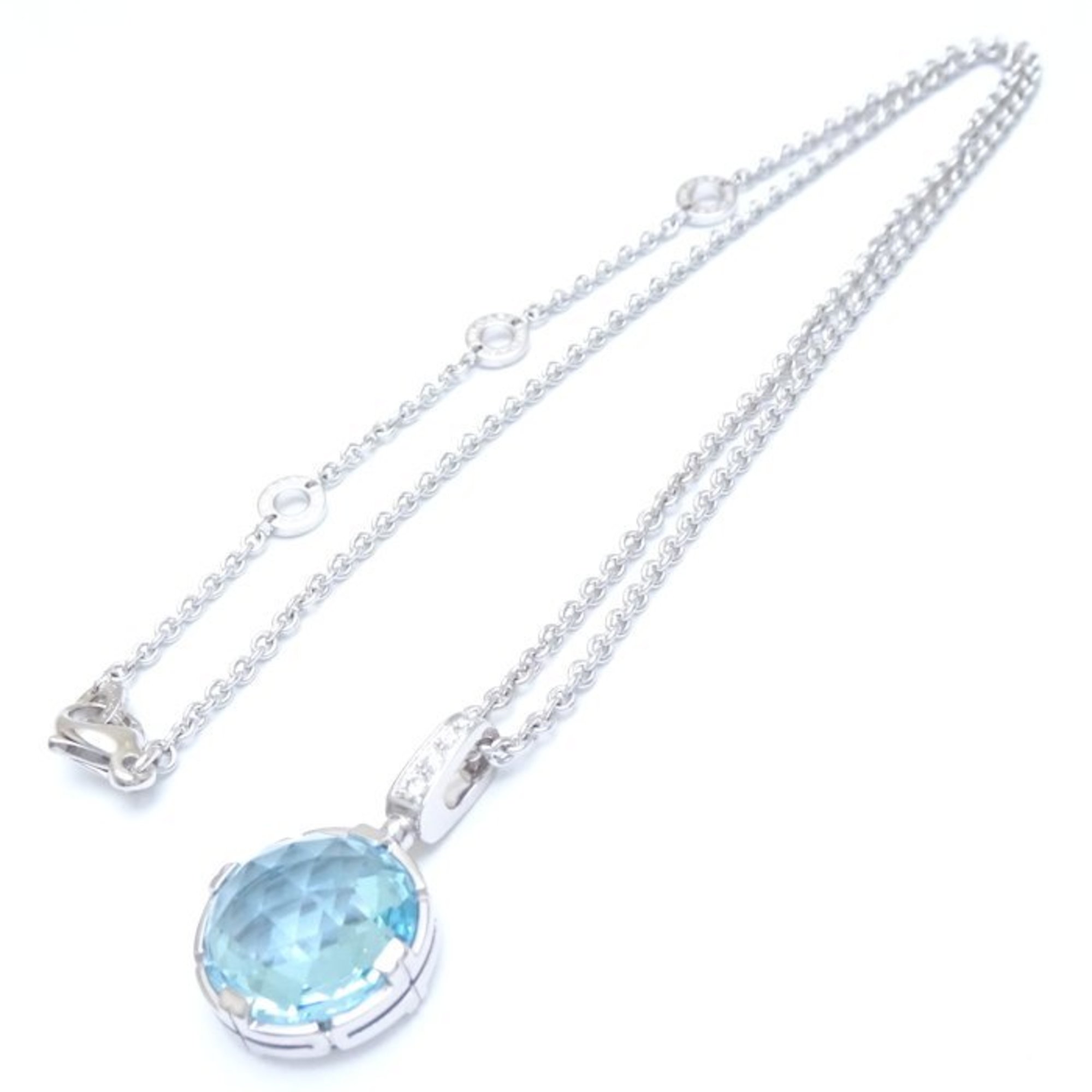 BVLGARI Bvlgari Parentesi Cocktail Necklace Blue Topaz Diamond K18WG White Gold 291189