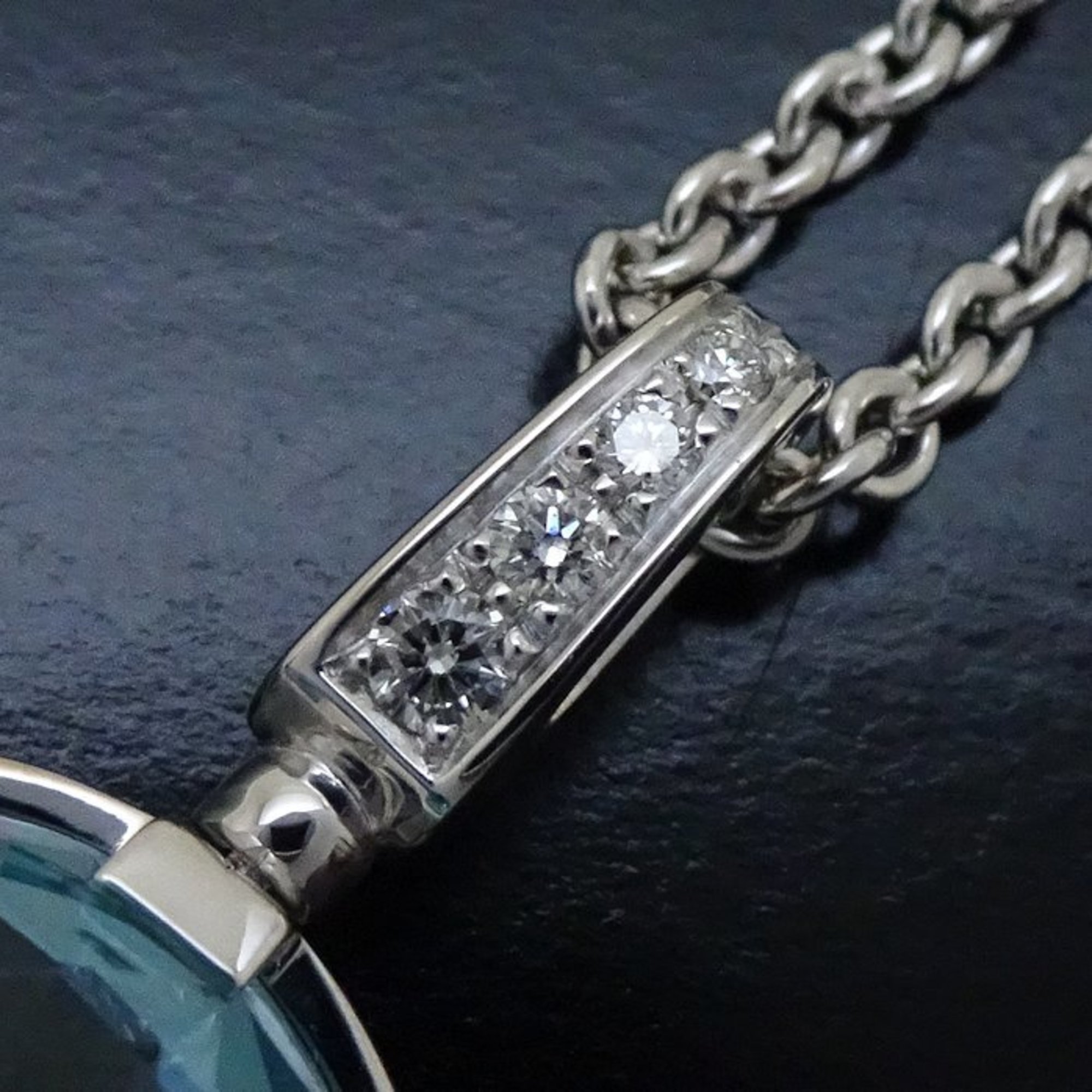 BVLGARI Bvlgari Parentesi Cocktail Necklace Blue Topaz Diamond K18WG White Gold 291189