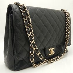 CHANEL Deca Matelasse 34 A01094 Shoulder Bag W Flap Chain Caviar Skin Black 251430