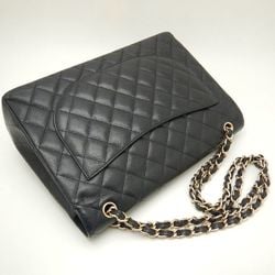 CHANEL Deca Matelasse 34 A01094 Shoulder Bag W Flap Chain Caviar Skin Black 251430