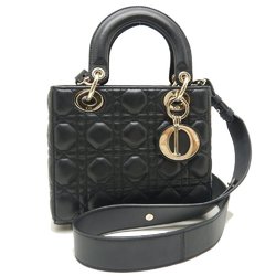 Christian Dior Lady Small M0538 Handbag 2WAY Cannage Lambskin Black 251106