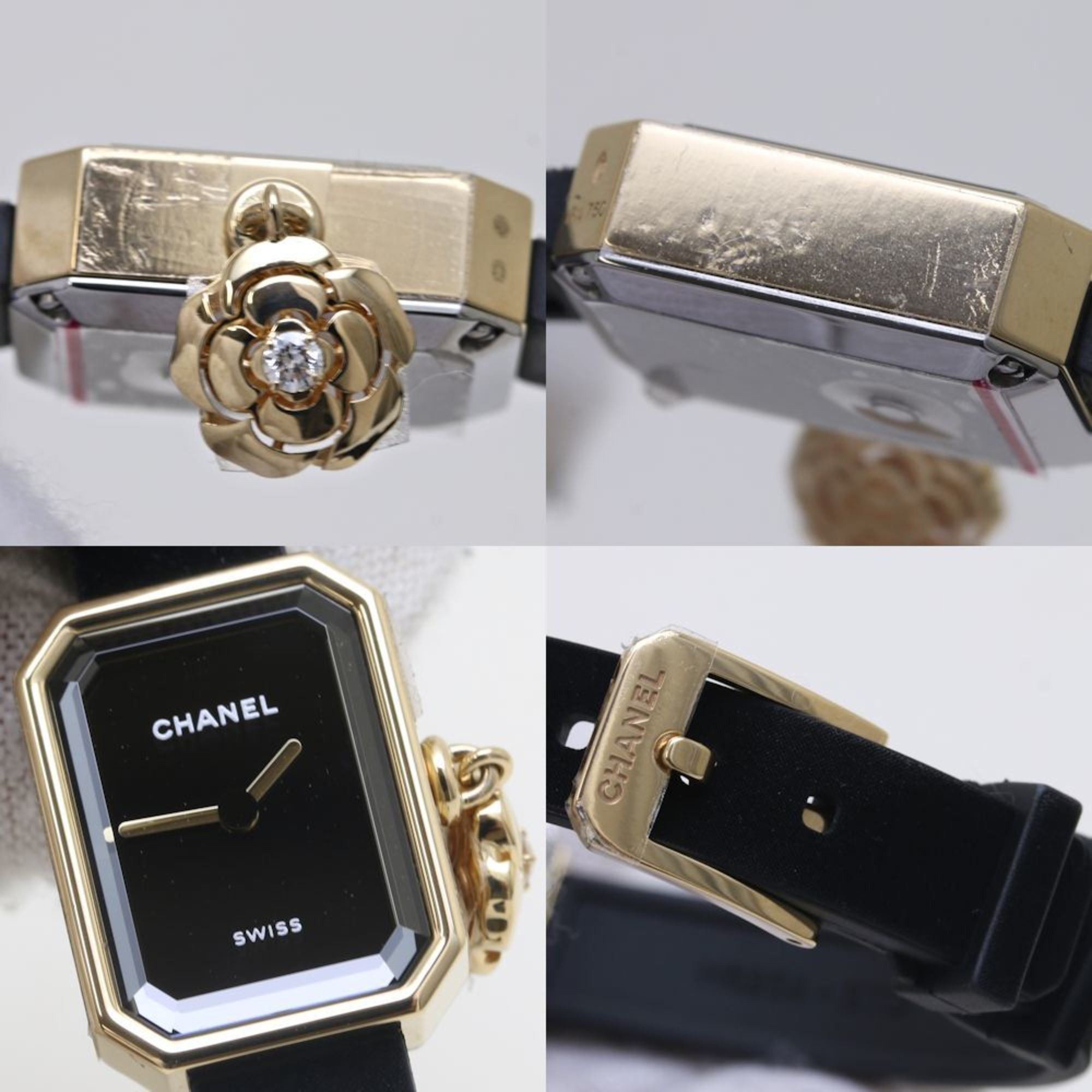 CHANEL Premier Camellia Limited H6361 K18YG Yellow Gold x Titanium Rubber Ladies 39325