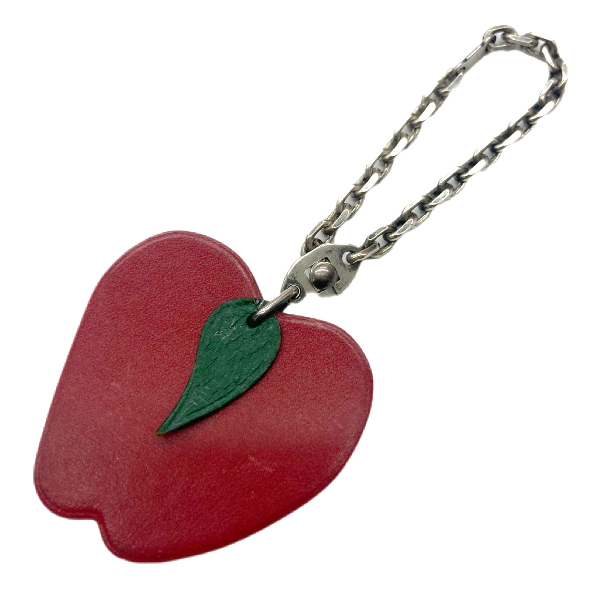 HERMES Fruit Keychain Ring Bag Charm Ladies Men's Red Apple Motif