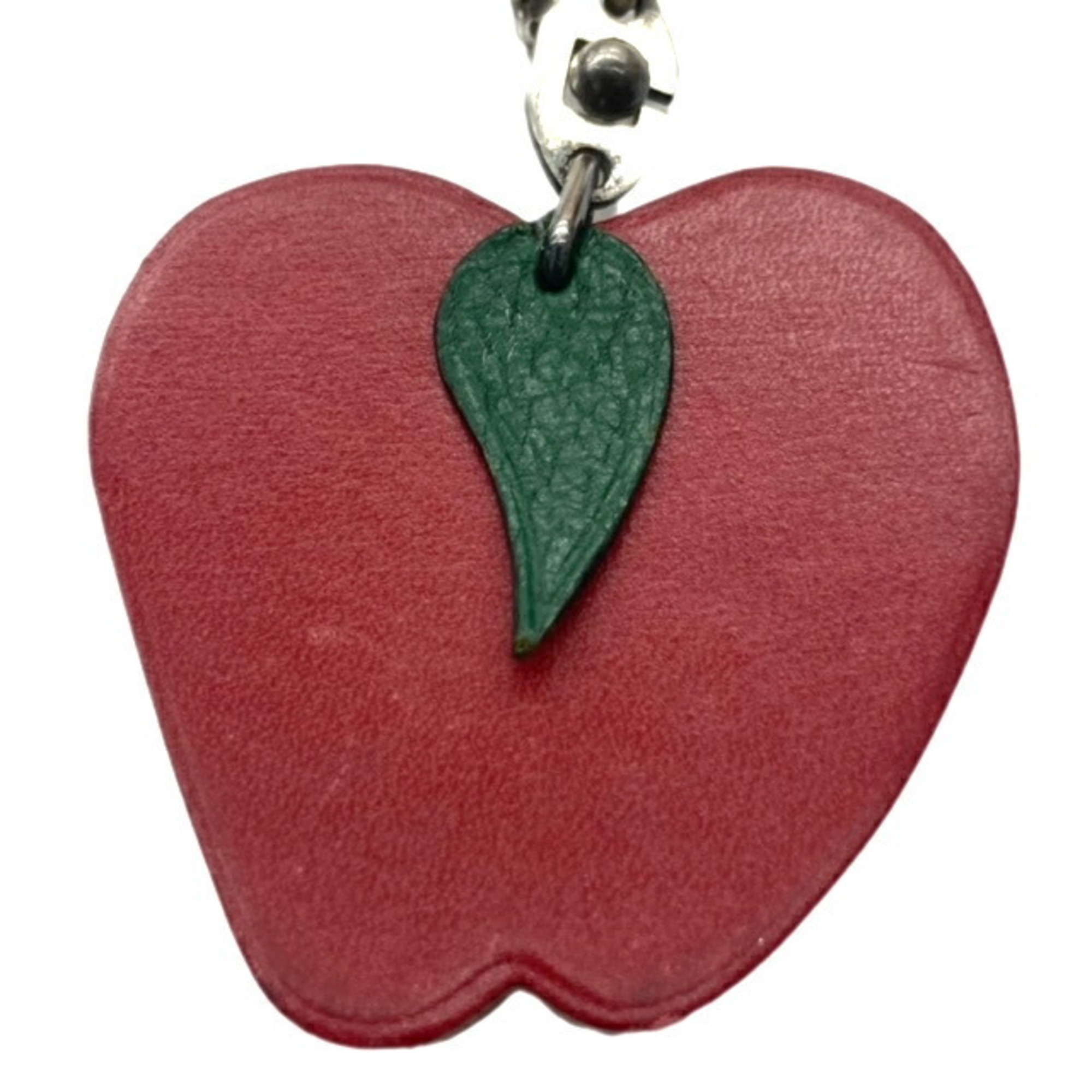 HERMES Fruit Keychain Ring Bag Charm Ladies Men's Red Apple Motif