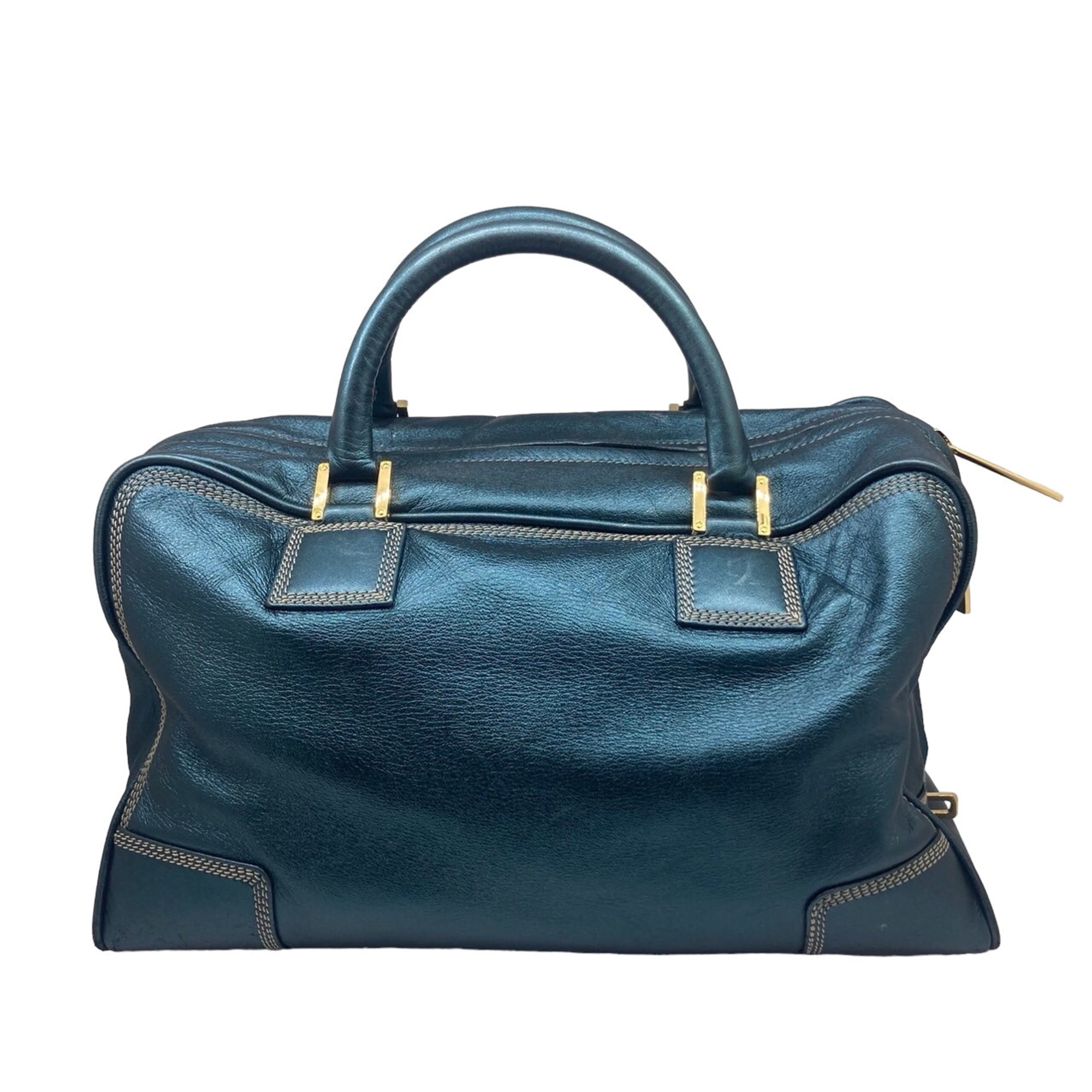 LOEWE Amazona 36 Metallic Green Handbag Bag Boston for Women