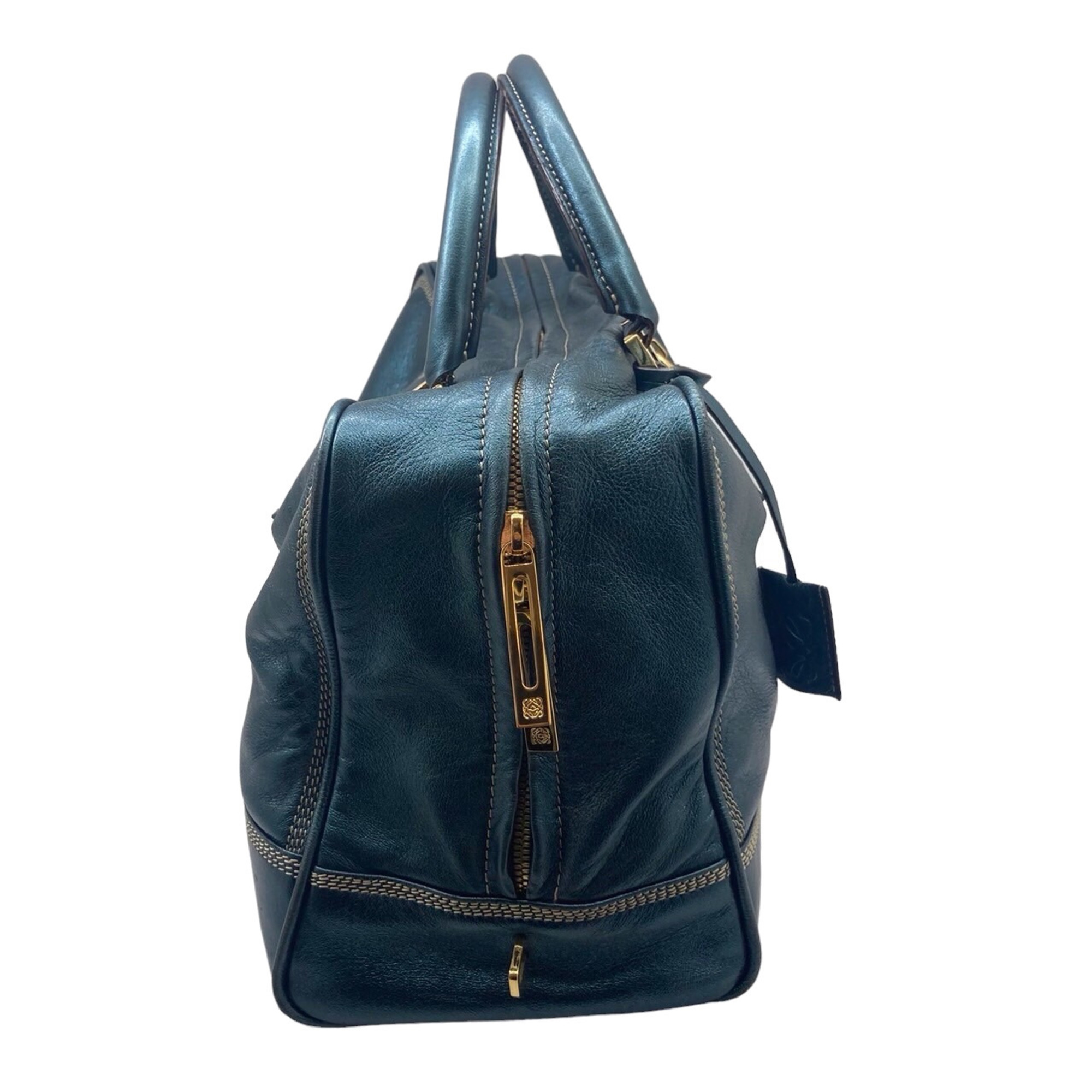 LOEWE Amazona 36 Metallic Green Handbag Bag Boston for Women