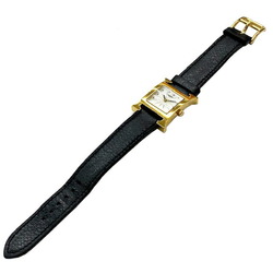 HERMES H watch quartz gold leather belt HH1.201