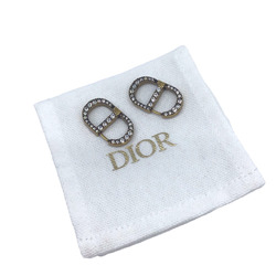 Christian Dior DIOR CD Stud Earrings Rhinestone Plated GP Ear Accessories Costume Women Men Unisex