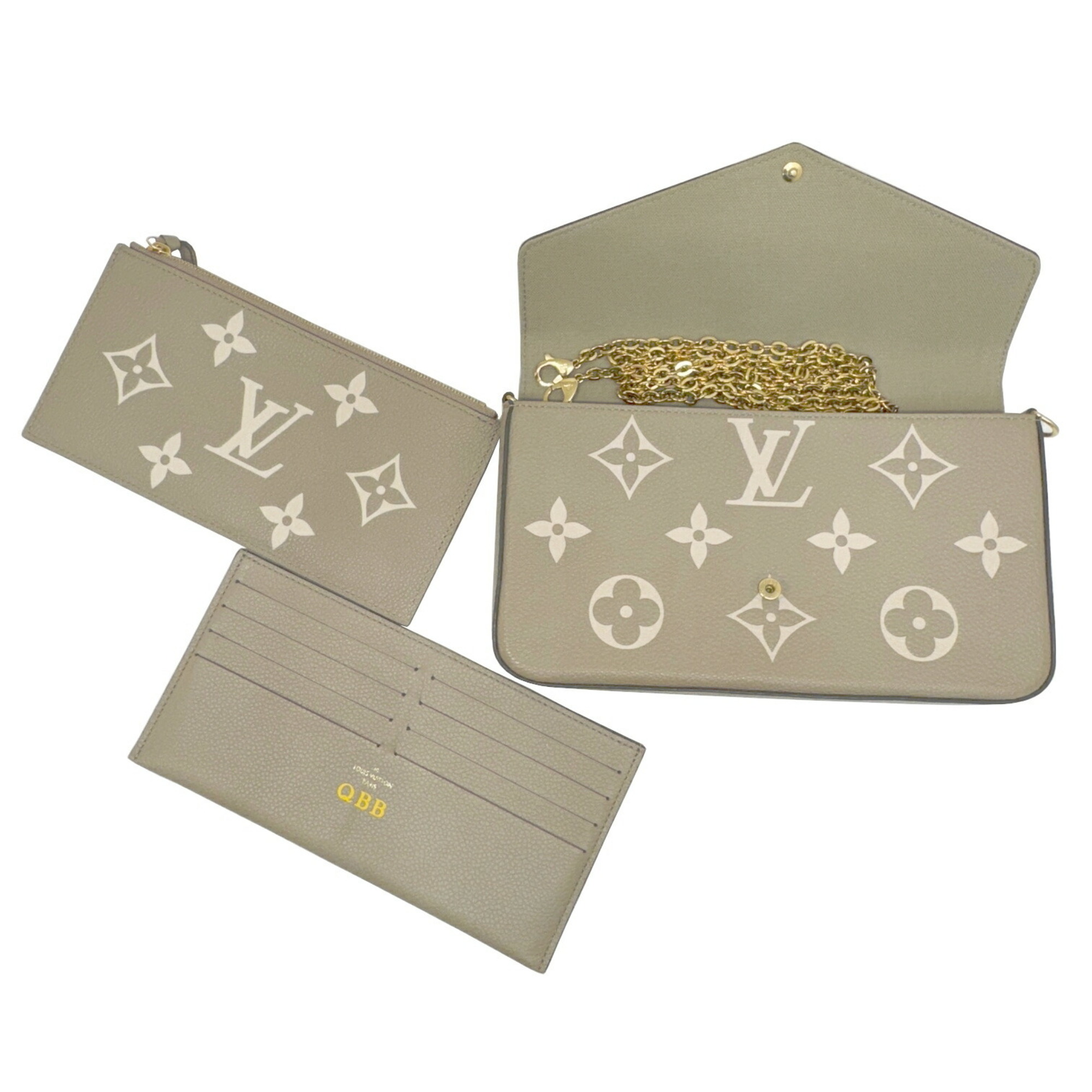LOUIS VUITTON Louis Vuitton Pochette Félicie Monogram Empreinte M82610 M69977 RFID IC Chip Tourtrail Crème Leather Chain Bag Shoulder Ladies