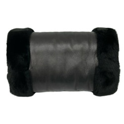 HERMES hand muff black warmer gloves sheepskin nutria lambskin fur