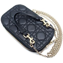 Christian Dior Phone Holder S0872ONMJ_M900 Handbag Cannage Lambskin Black 350756