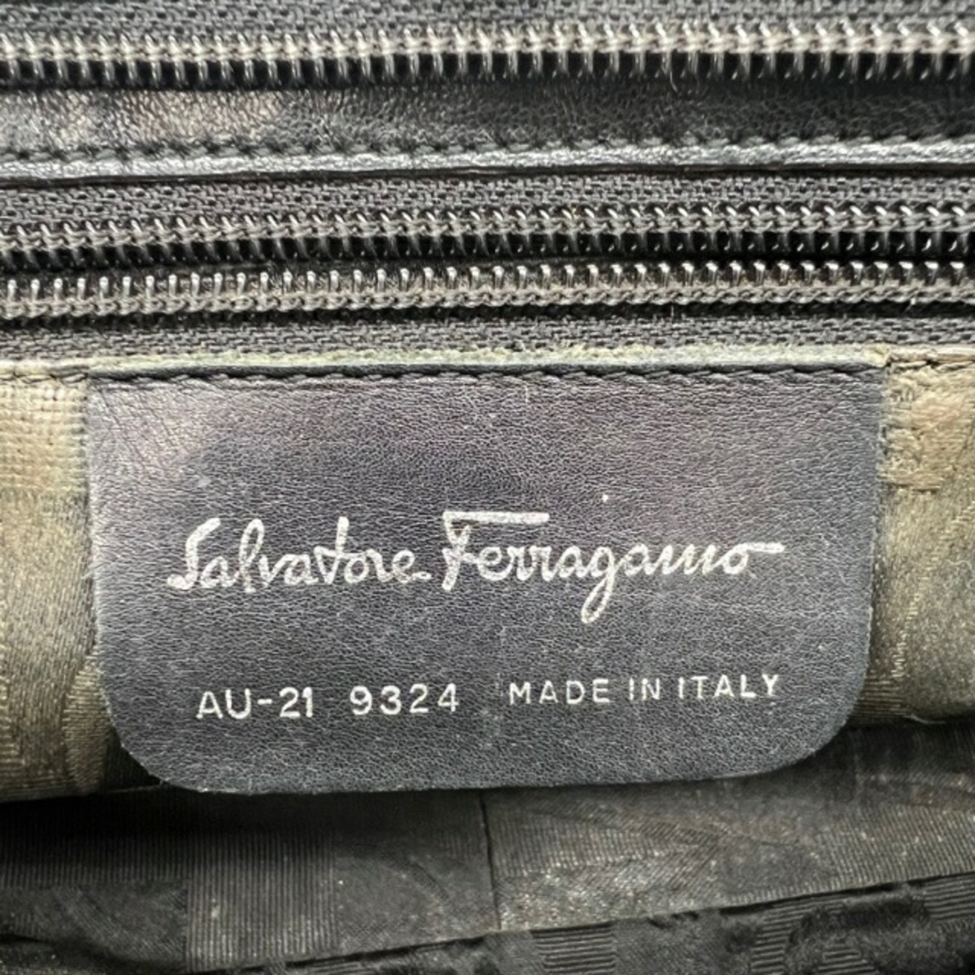 Salvatore Ferragamo Handbag Vera Chain Black Canvas AU-21 9324