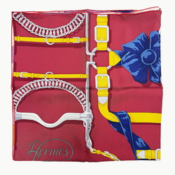 HERMES CARE 90 GRAND MANEGE Large training technique ribbon silk green red navy scarf large ladies