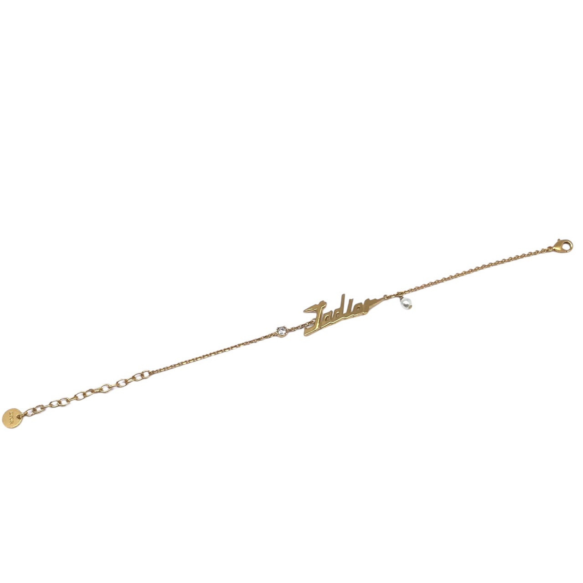 Christian Dior DIOR J'ADIOR Bracelet Gold Plated GP Accessory Rhinestone Fashion Ladies