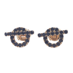 HERMES Finesse Stud Earrings K18PG Black Spinel 750 Pink Gold Ear Accessories Women Men Unisex