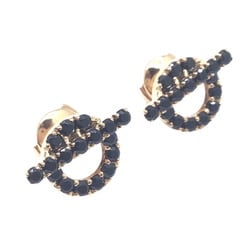 HERMES Finesse Stud Earrings K18PG Black Spinel 750 Pink Gold Ear Accessories Women Men Unisex