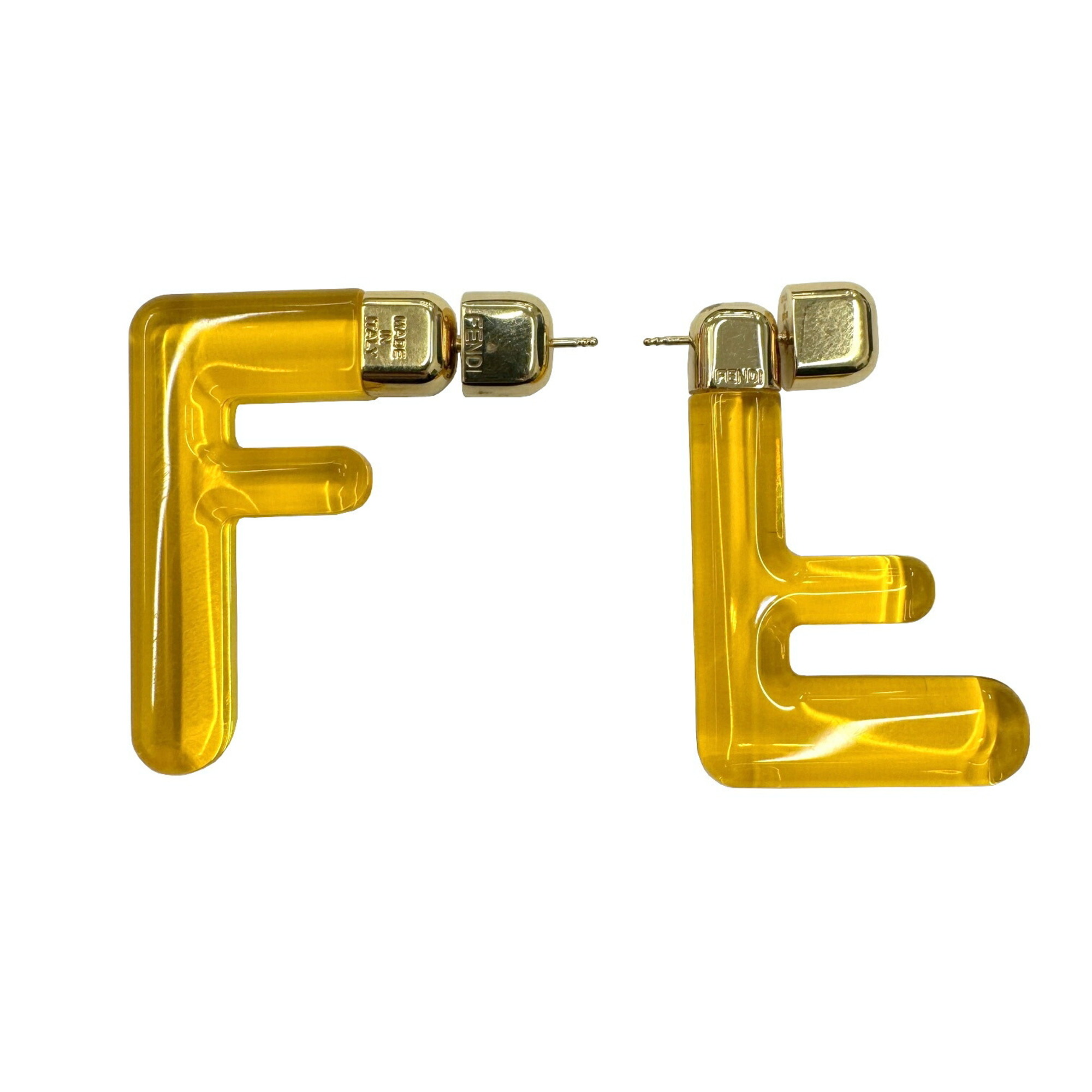FENDI earrings FF motif gold ladies metal