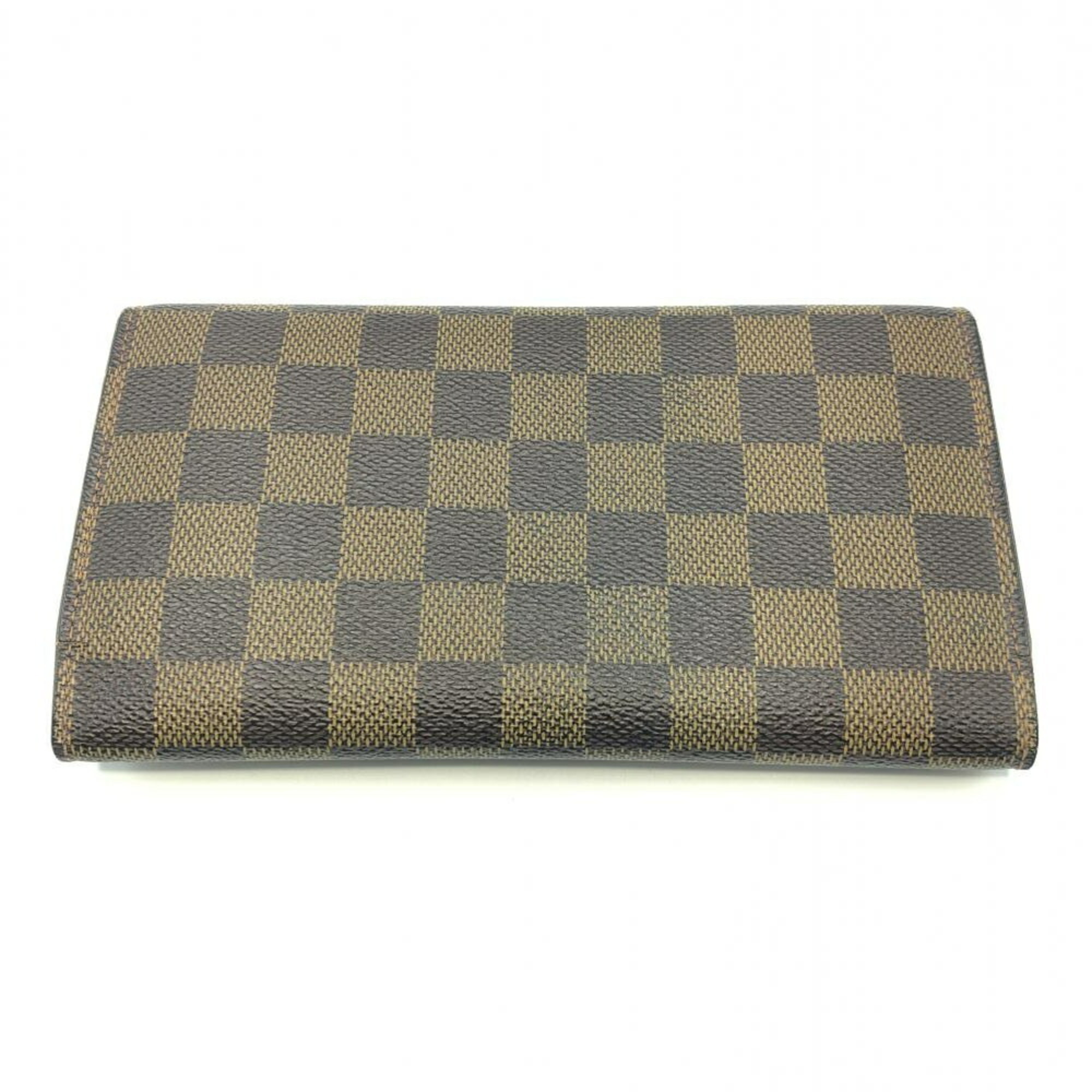 LOUIS VUITTON Damier Porte Tresor International N61215 Internal scratch, initials Louis Vuitton