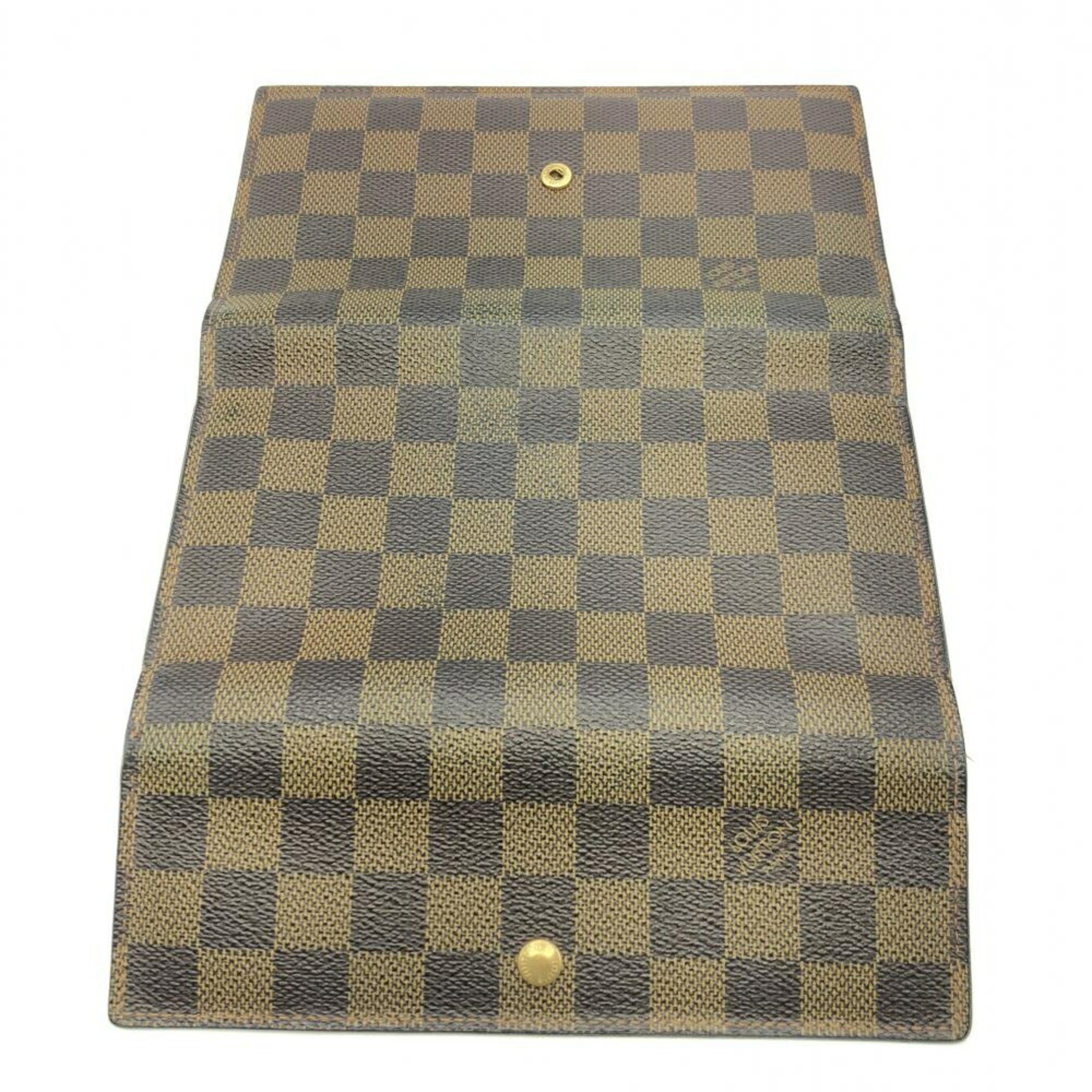 LOUIS VUITTON Damier Porte Tresor International N61215 Internal scratch, initials Louis Vuitton