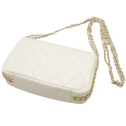 CHANEL Matelasse Flap Chain Shoulder Bag AS3777 Crossbody Caviar Skin White 450265