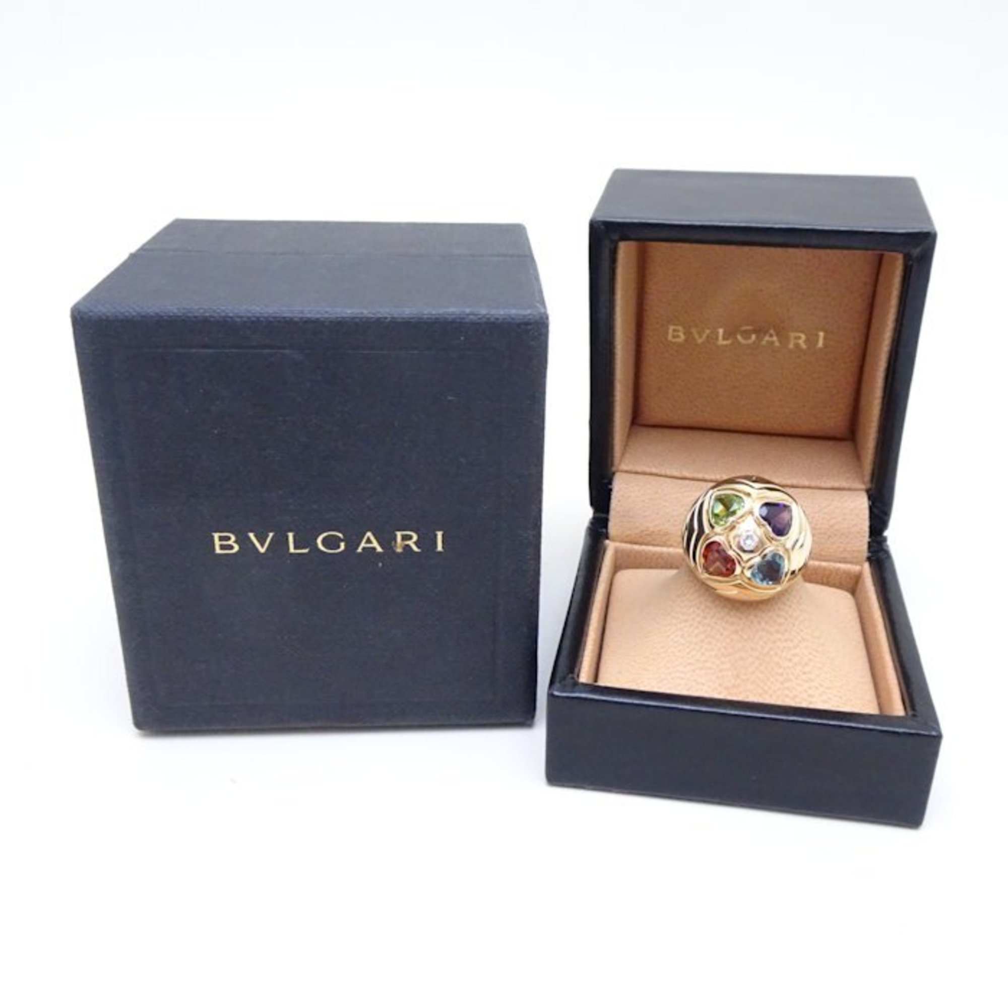BVLGARI Bvlgari Allegra Ring Blue Topaz Citrine Amethyst Peridot Diamond Heart K18YG Yellow Gold 290388