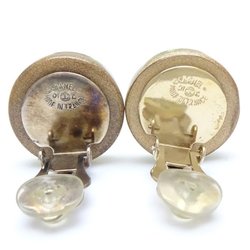 CHANEL 01C Earrings Clover Rhinestone Green x Gold GP Plated 290956