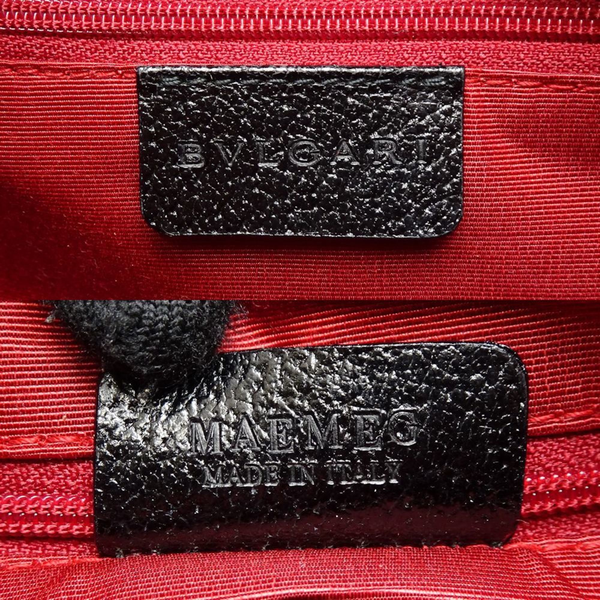 BVLGARI Bvlgari Mini Boston Bag Canvas x Leather Black 350649