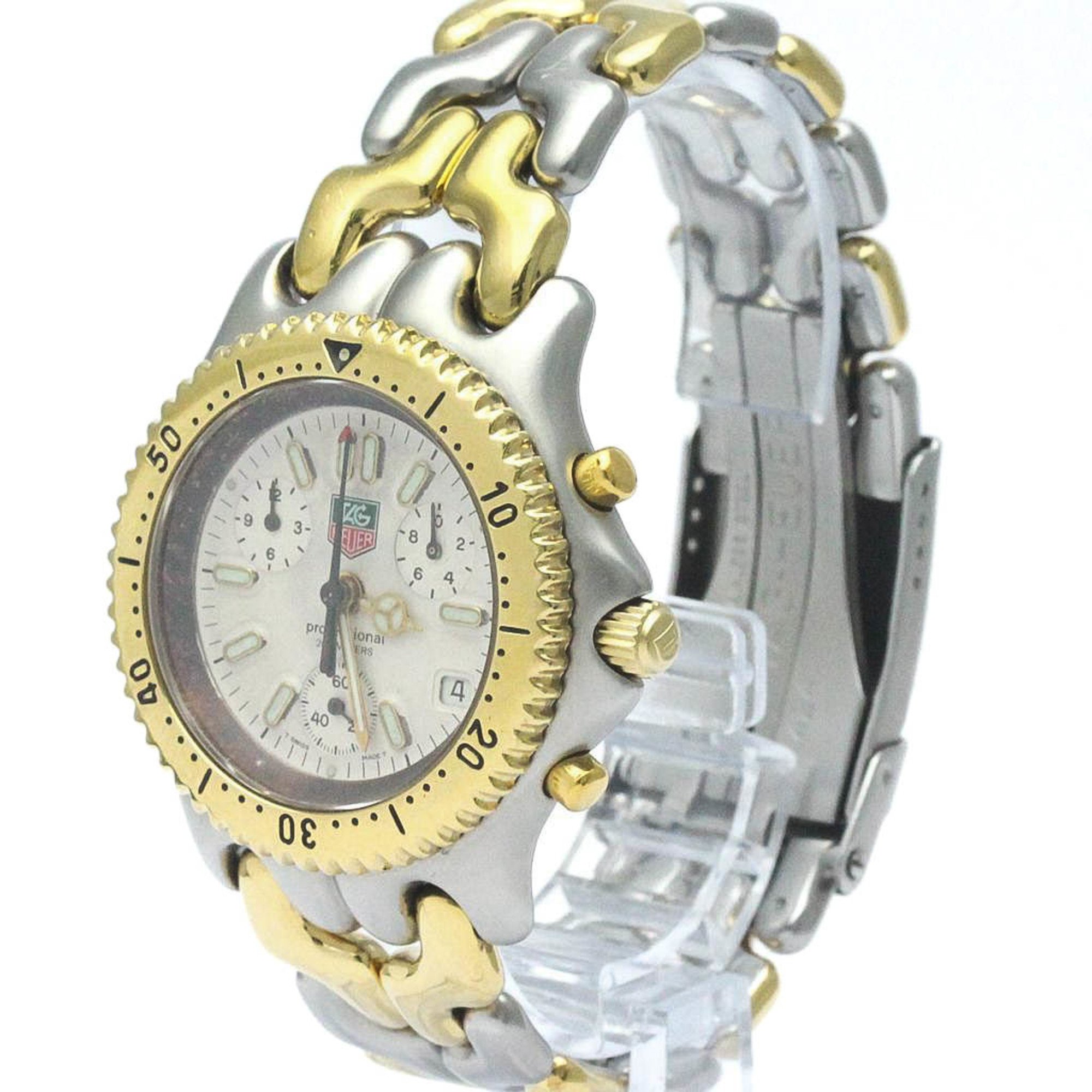 Polished TAG HEUER Sel Chronograph Gold Plated Steel Mens Watch S35.006