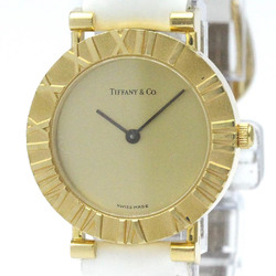 Polished TIFFANY Atlas 18K Gold Leather Quartz Ladies Watch D288.753 BF563986