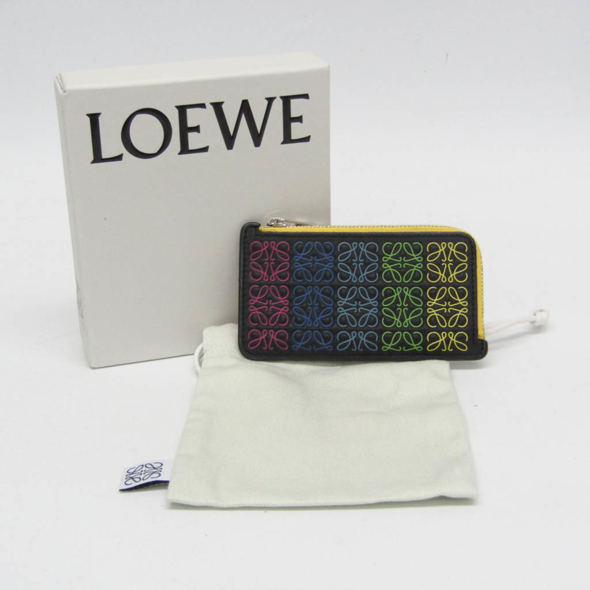 Loewe Anagram Card Case 109.11.K07 Women's Leather Coin Purse/coin Case Black,Multi-color