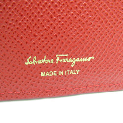 Salvatore Ferragamo Vara With Strap JL-22 D656 Leather Card Case Red Color