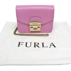 Furla Metropolis Chain G6400 Women's Leather Shoulder Bag Pink,Purple