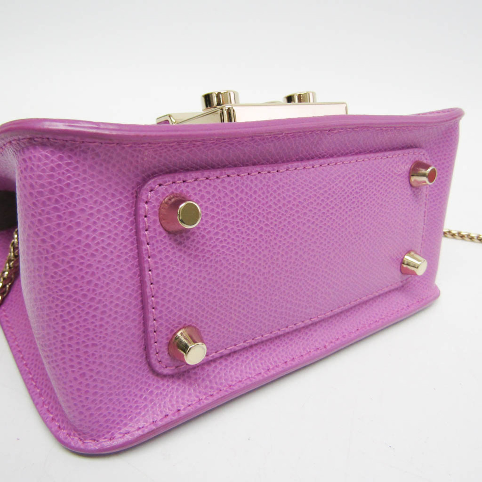 Furla Metropolis Chain G6400 Women's Leather Shoulder Bag Pink,Purple