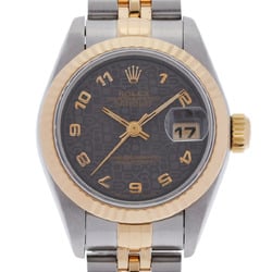 ROLEX Datejust 69173 Women's YG/SS Watch Automatic Black Engraved Computer Dial