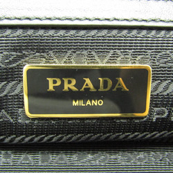 Prada 1BG158 Women's Nylon,Leather Tote Bag Black