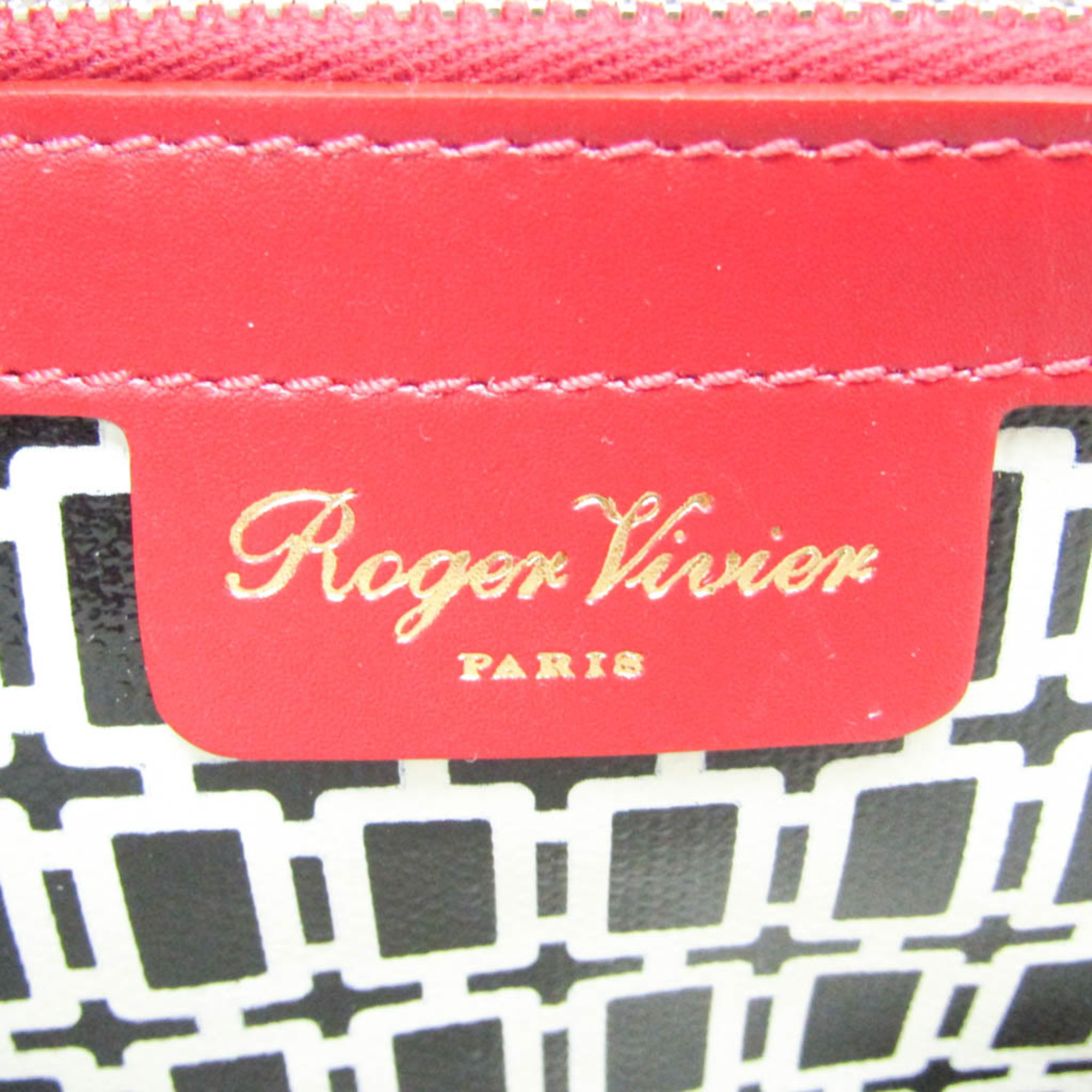 Roger Vivier All-over Pattern Women's PVC,Leather Handbag Black,Cream,Red Color