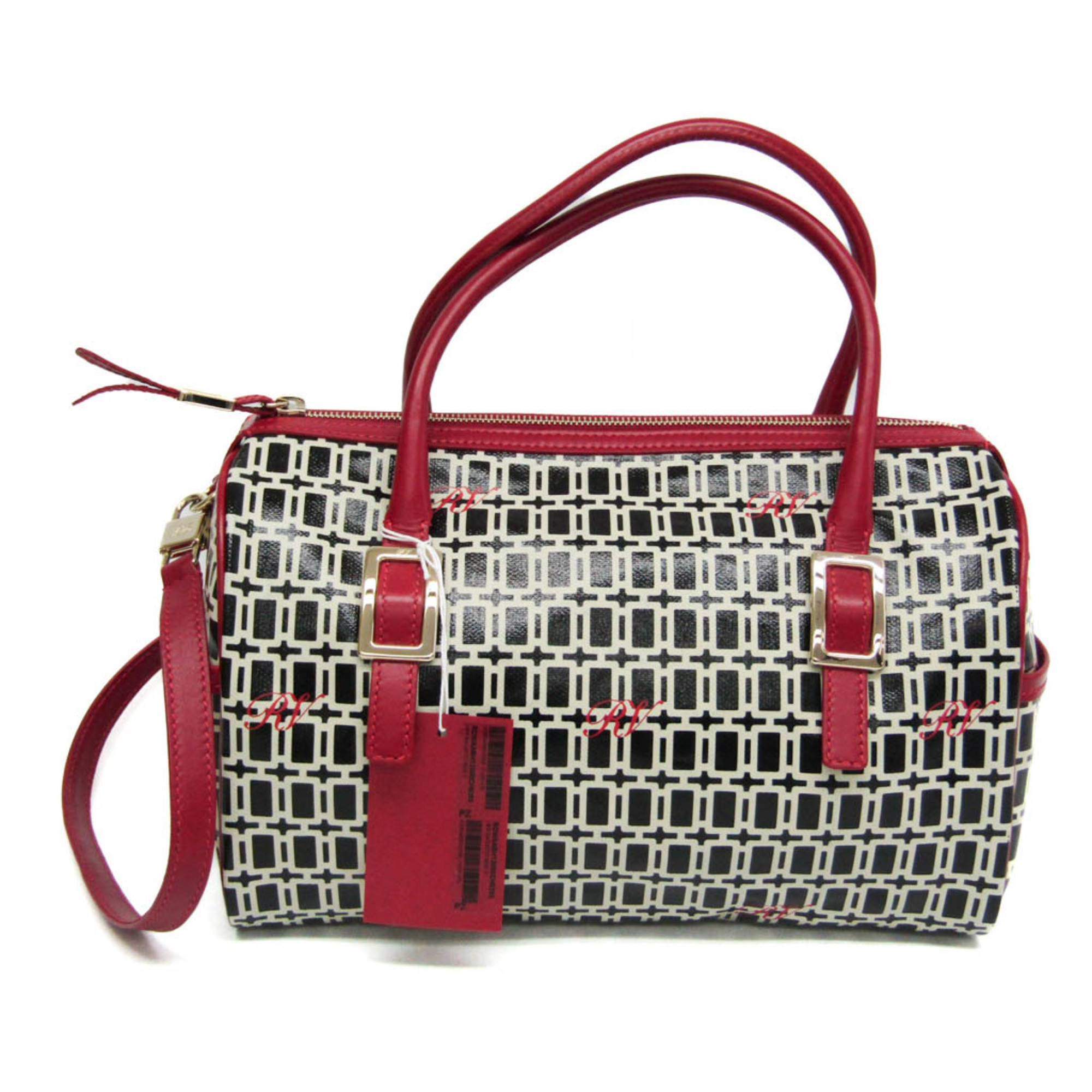 Roger Vivier All-over Pattern Women's PVC,Leather Handbag,Shoulder Bag Black,Cream,Red Color