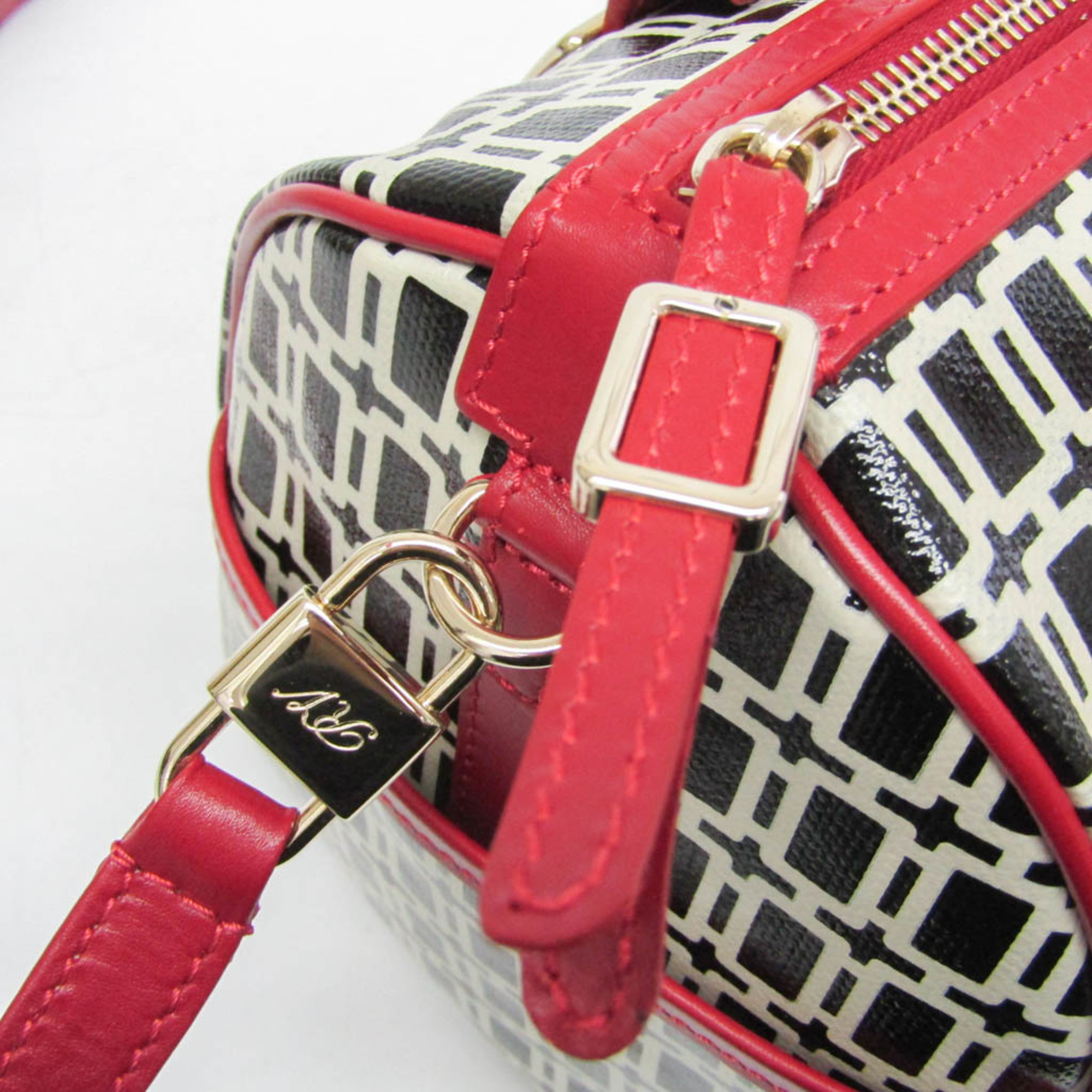 Roger Vivier All-over Pattern Women's PVC,Leather Handbag,Shoulder Bag Black,Cream,Red Color