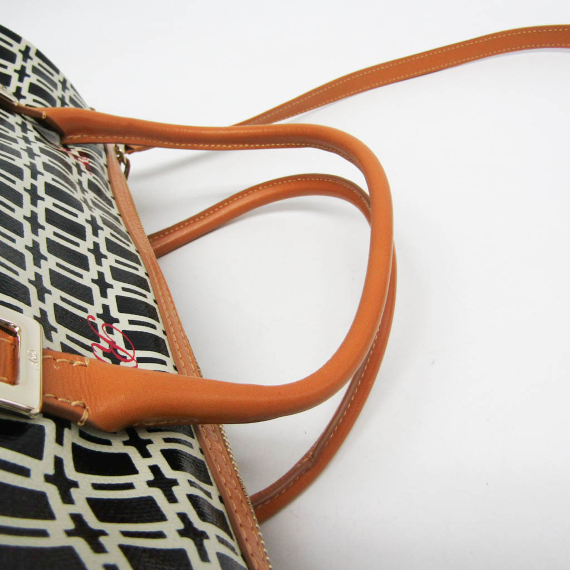 Roger Vivier All-over Pattern Women's PVC,Leather Handbag,Shoulder Bag Black,Cream,Light Brown
