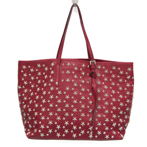 Jimmy Choo Sasha Women's Leather Studded Handbag,Tote Bag Dark Red