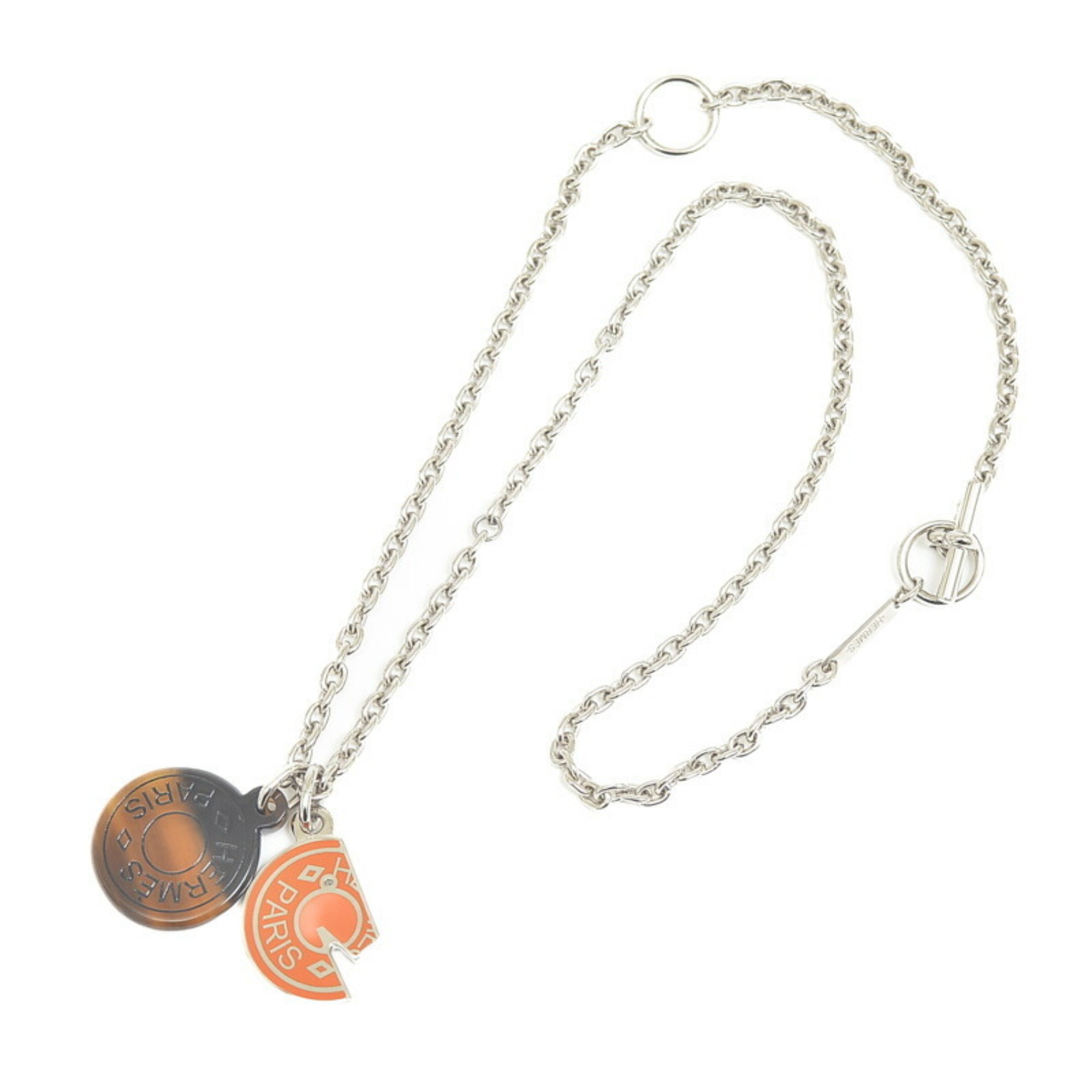 hermes carrousel necklace silver orange