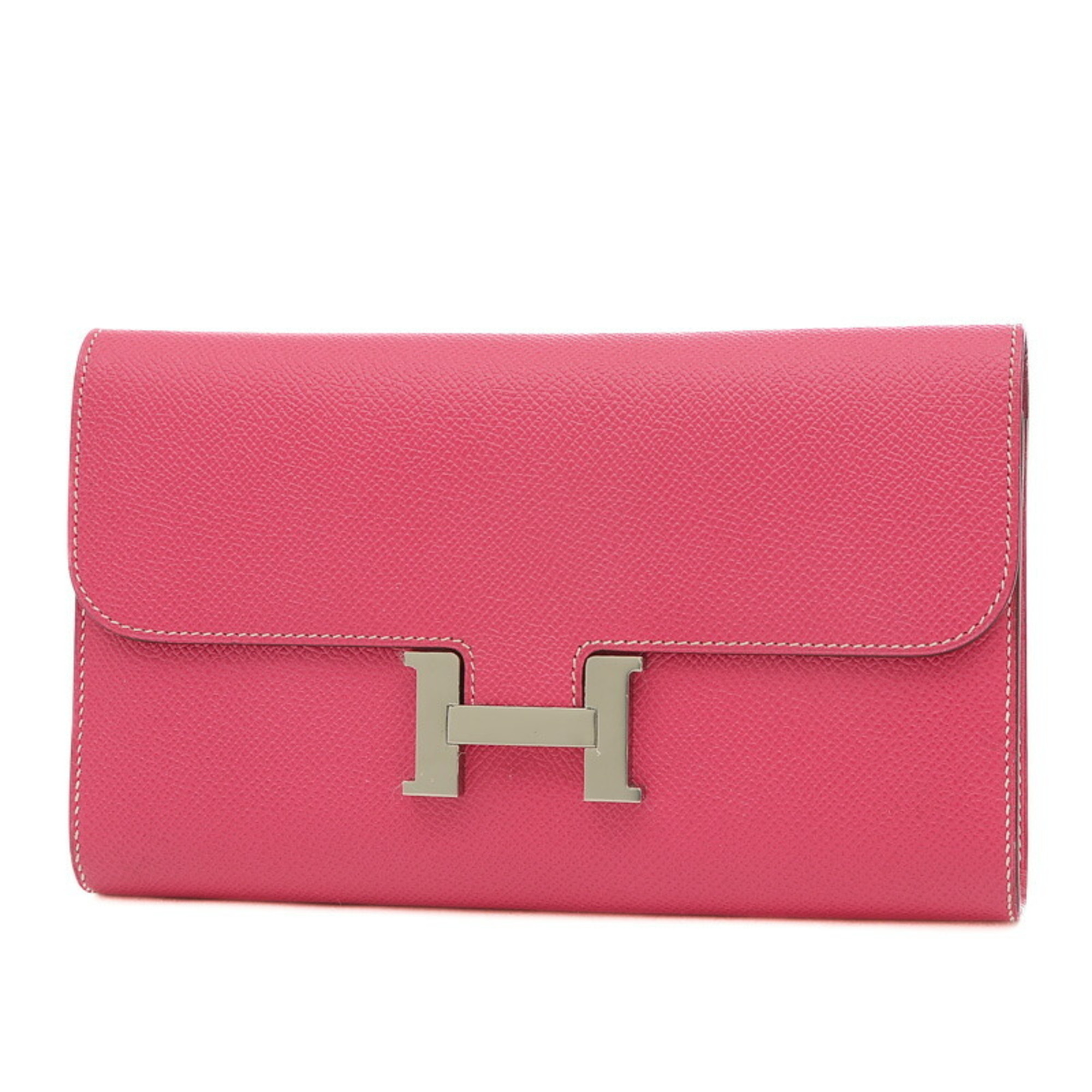 Hermes Constance Long Wallet Epson Rose Tyrian □R engraved