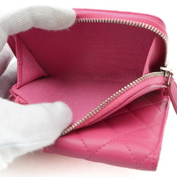 Chanel Cocomark Matelasse L-shaped tri-fold wallet lambskin pink
