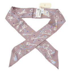 Hermes Twilly Muffler/Scarf Les Cles a Pois Marron Glace Grease 100% Silk