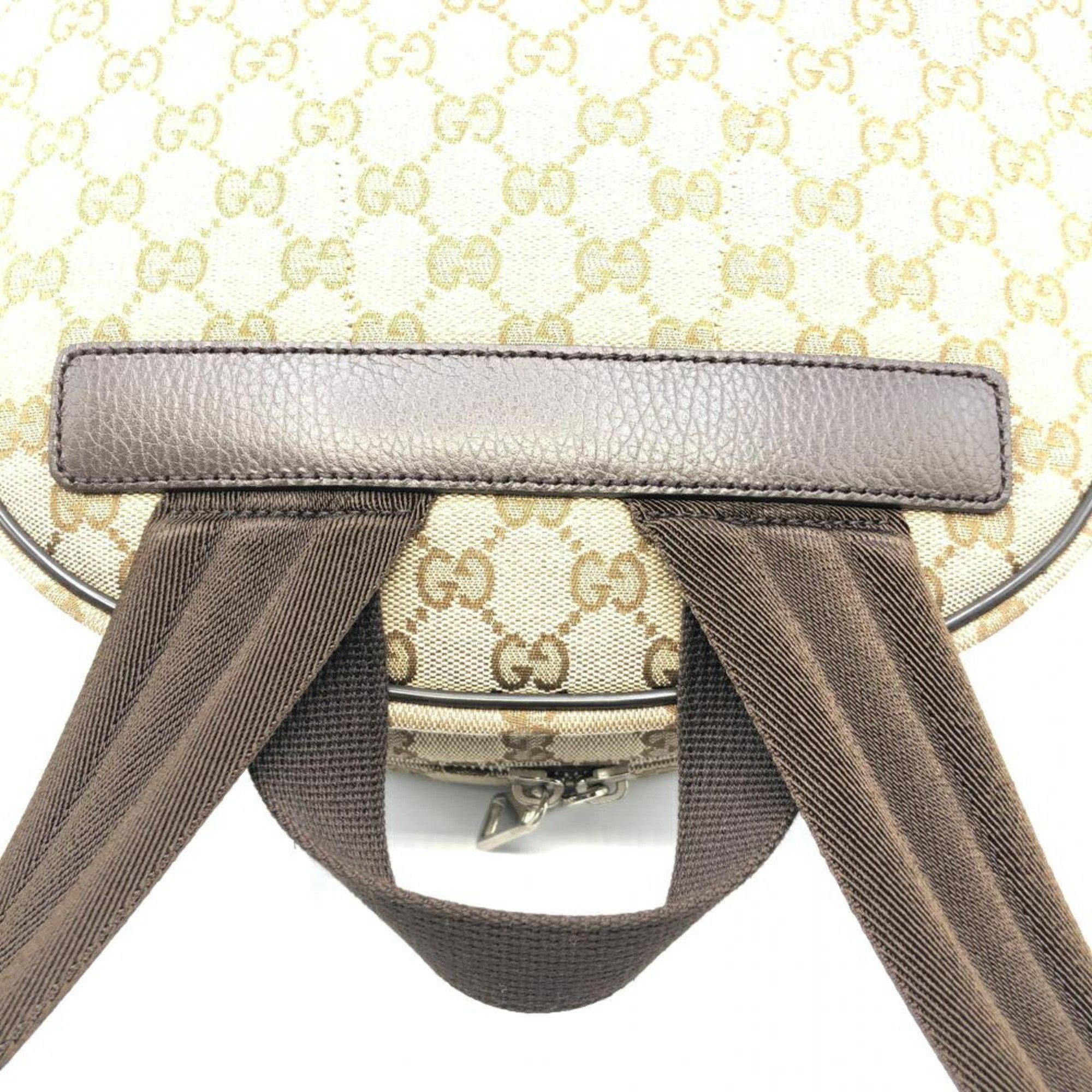 GUCCI GG Canvas Backpack 449906 Beige Outlet Engraved Gucci