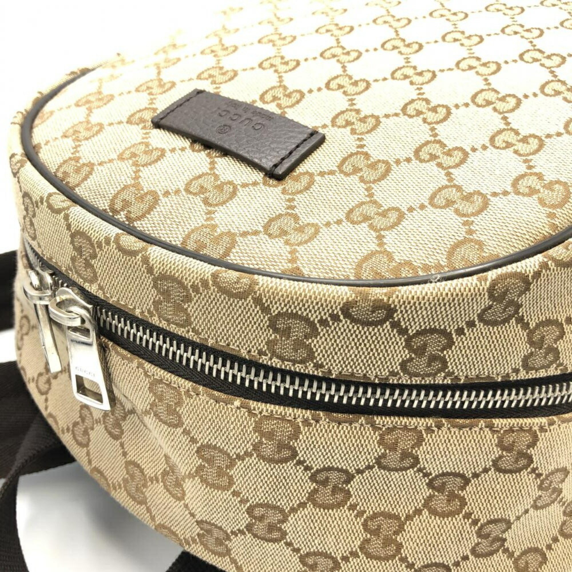 GUCCI GG Canvas Backpack 449906 Beige Outlet Engraved Gucci