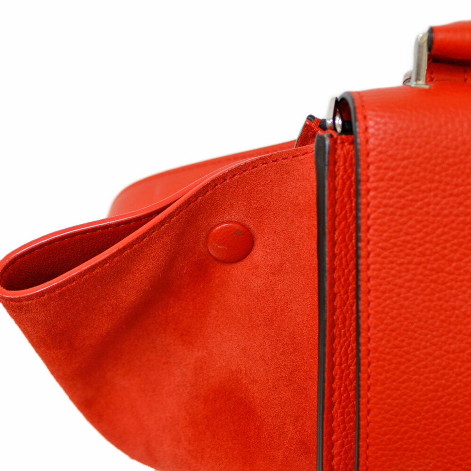 Celine Trapeze Handbag Leather Orange Women's CELINE