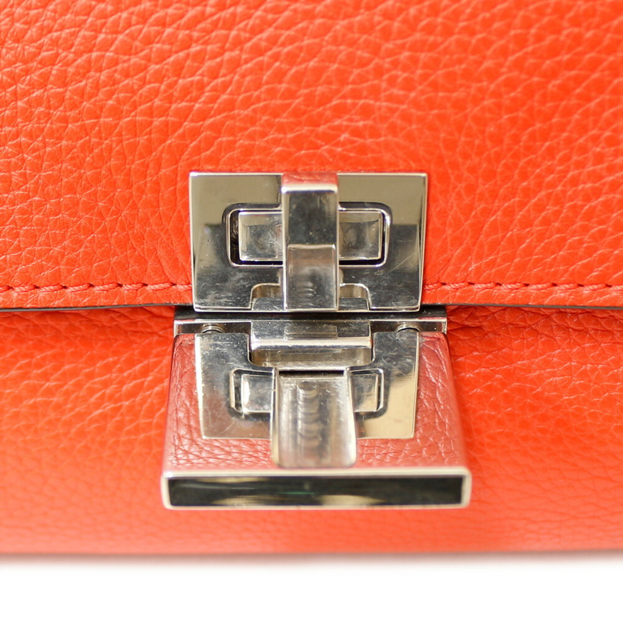 Celine Trapeze Handbag Leather Orange Women's CELINE