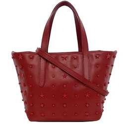 Jimmy Choo 2way Sara Red LTJ 193 Leather JIMMY CHOO Star Studded Handbag Shoulder Bag
