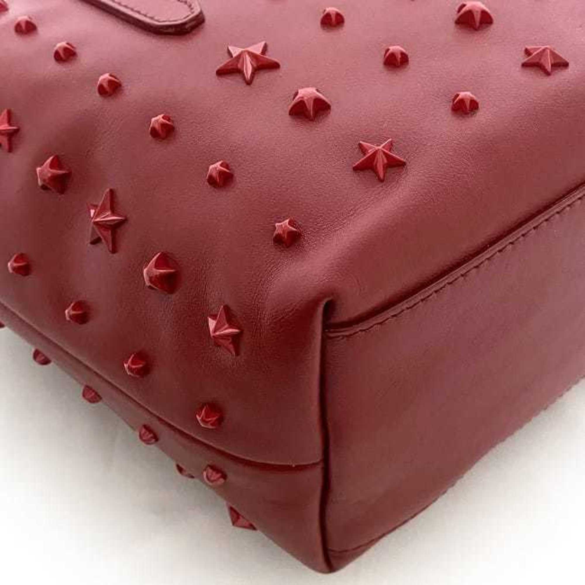 Jimmy Choo 2way Sara Red LTJ 193 Leather JIMMY CHOO Star Studded Handbag Shoulder Bag